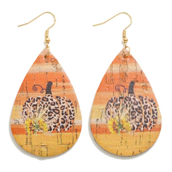 Double Sided Leopard Print Pumpkin Cork Drop Earrings

- Approximately 3" L