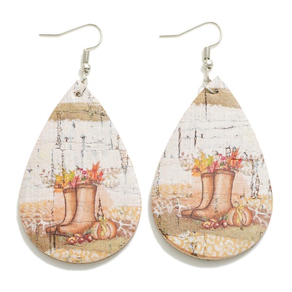 Double Sided Fall Themed Cork Drop Earrings

- Approximately 3" L