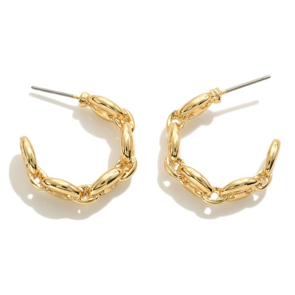 Metal Anchor Chain Hoop Earrings

- Approximately 1" D