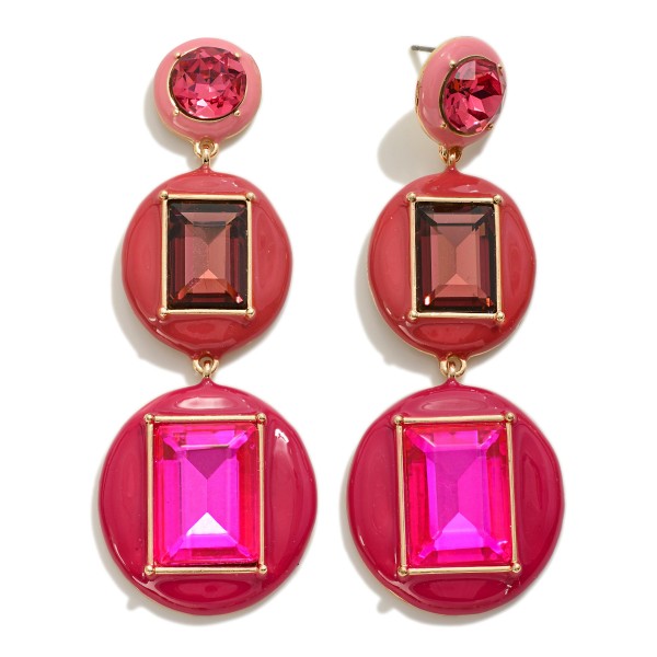 Wholesale glass Crystal Drop Earring Enamel Detail L Hypoallergenic Titanium Pos