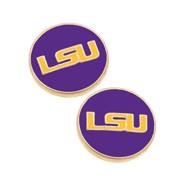 NCAA Officially Licensed Enamel Disc Stud Earrings by Canvas Style

- NCAA Officially Licensed 
- Nickel Free Base Metal with Worn Gold Plating
- Approximately 0.75" D