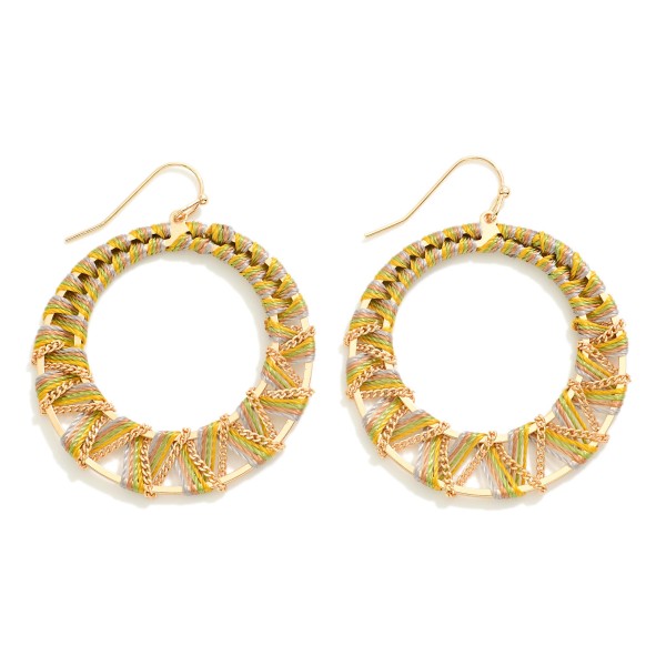 Circular Chain & Twine Wrapped Drop Earring

- Approximately 1.75" L