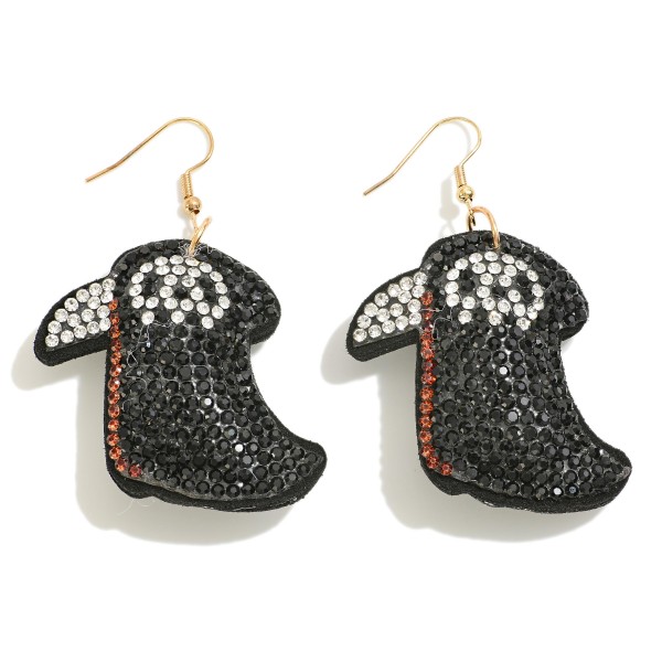 Rhinestone Studded Reaper Halloween Puffer Drop Earring

- Approximately 1.75" L