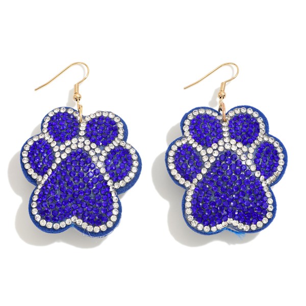 Rhinestone Studded Paw Print Puffer Drop Earring

- Approximately 1.75" L