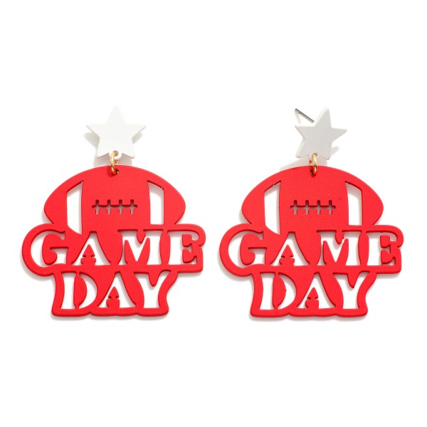 Wholesale game Day Football Drop Earrings Star Posts L