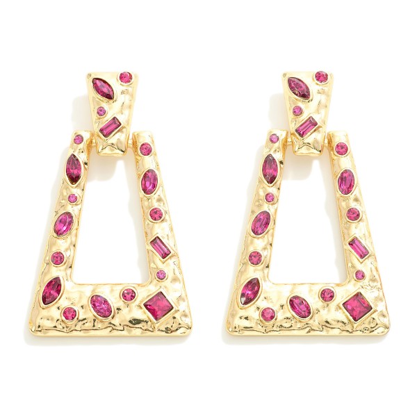 Wholesale chunky Metal Drop Earring Rhinestone Studded Accents L