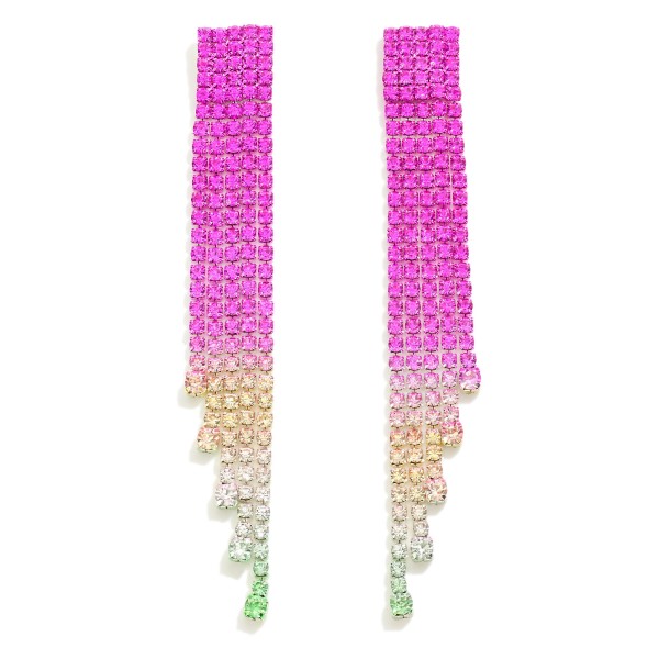 Wholesale square Rhinestone Studded Tassel Earring L