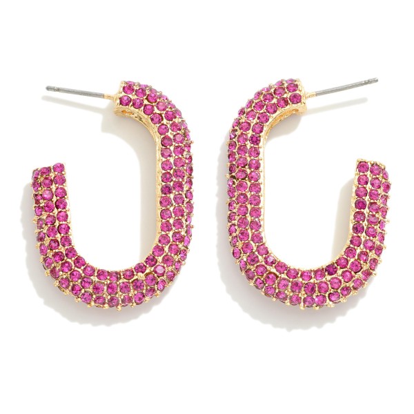 Wholesale simple Rhinestone Studded Drop Hoop Earring L