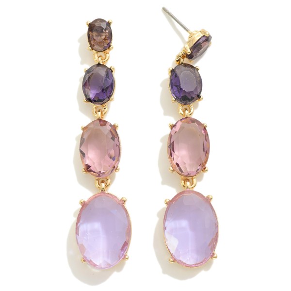 Wholesale faceted Oval Glass Crystal Drop Earrings L