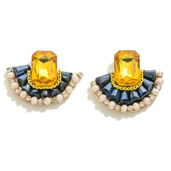 Wholesale glass Crystal Post Drop Earrings Pearl Bead Details L