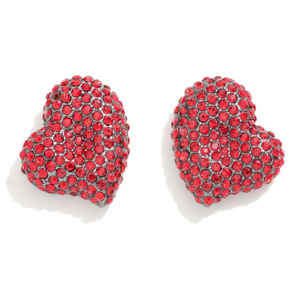 Pave Rhinestone Heart Stud Earrings

- Approximately .75"L