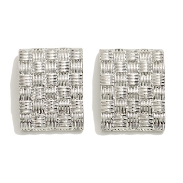 Metal Basket Weave Stud Earrings

- Approximately 1.25" L