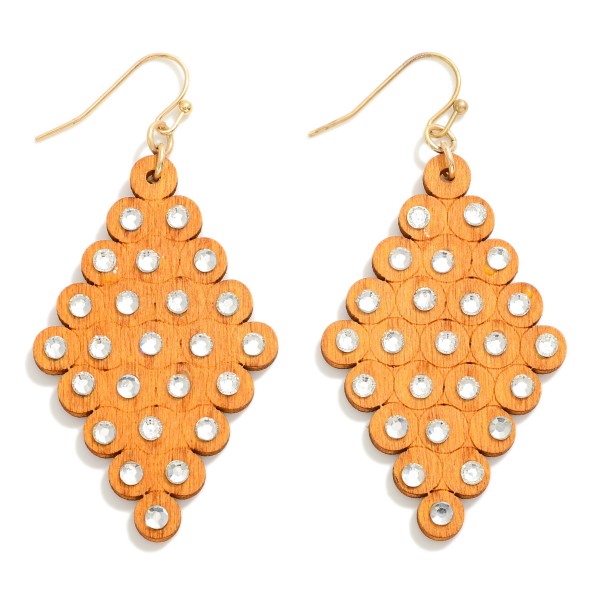 Wholesale wooden Teardrop Earring Rhinestone Accent L