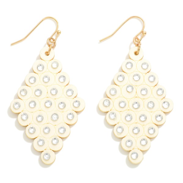 Wholesale wooden Teardrop Earring Rhinestone Accent L