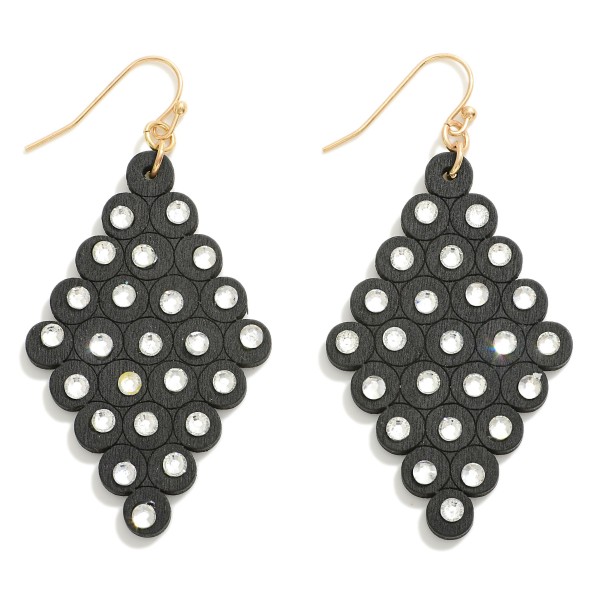 Wholesale wooden Teardrop Earring Rhinestone Accent L