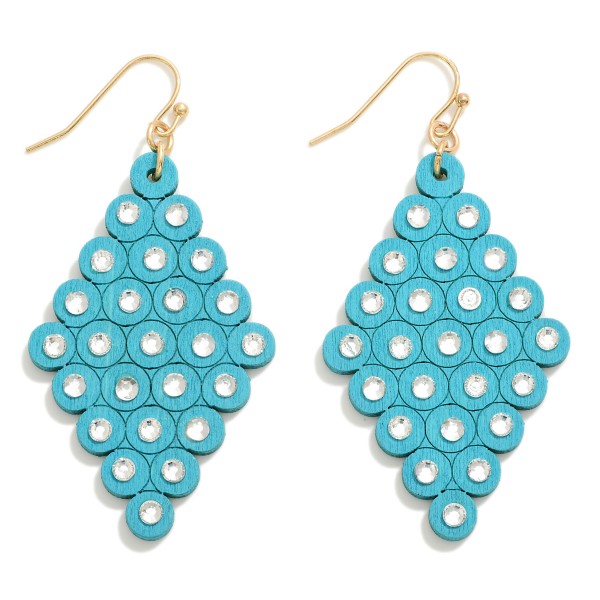 Wholesale wooden Teardrop Earring Rhinestone Accent L