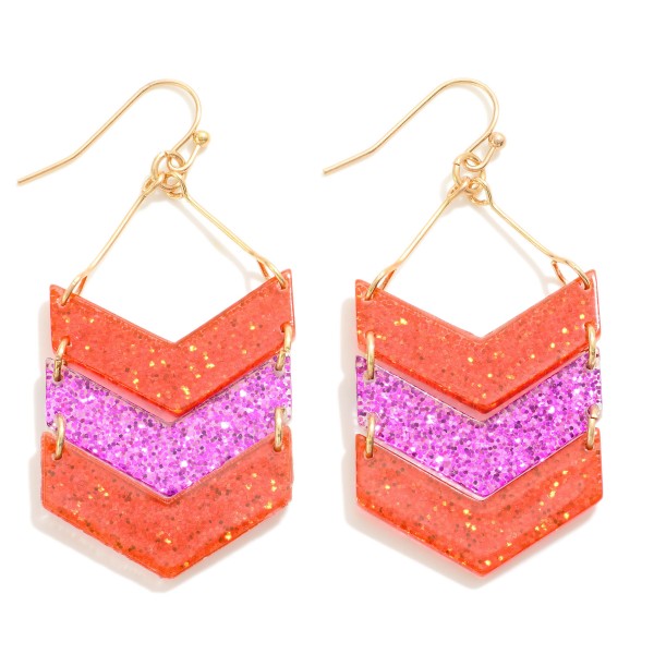 Glitter Chevron Drop Earrings

- Approximately 2" L