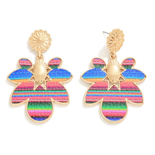 Wholesale leather Petal Inlay Drop Earrings L