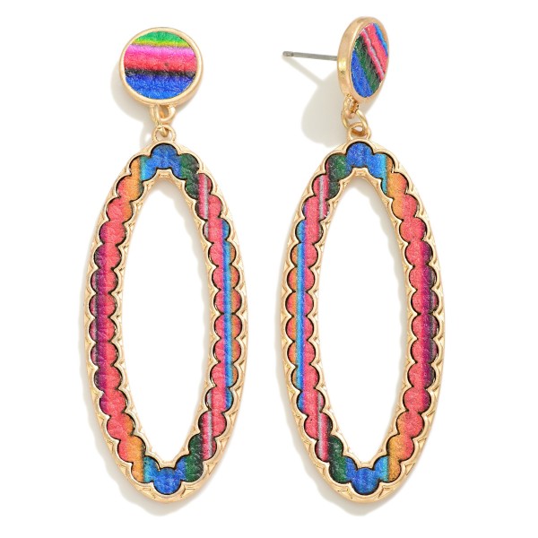 Teardrop Earring Featuring Leather Inlay 

- Approximately 2.5" L