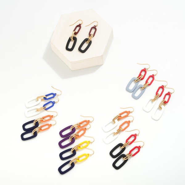 Coated Waterfall Chain Link Drop Earrings

- Approximately 2.5" L