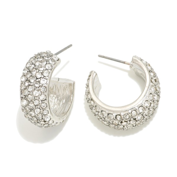 Wholesale rhinestone Studded Huggie Hoop Earring L