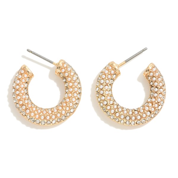 Wholesale rhinestone Studded Huggie Hoop Earring L