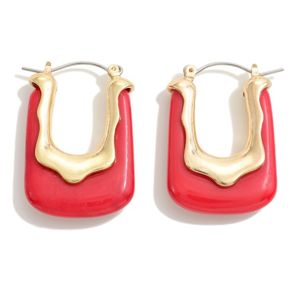 Marbled Poly Resin Drop Hoop Earring

- Approximately 1.25" L