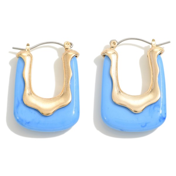 Wholesale marbled Poly Resin Drop Hoop Earring L