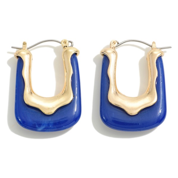 Wholesale marbled Poly Resin Drop Hoop Earring L