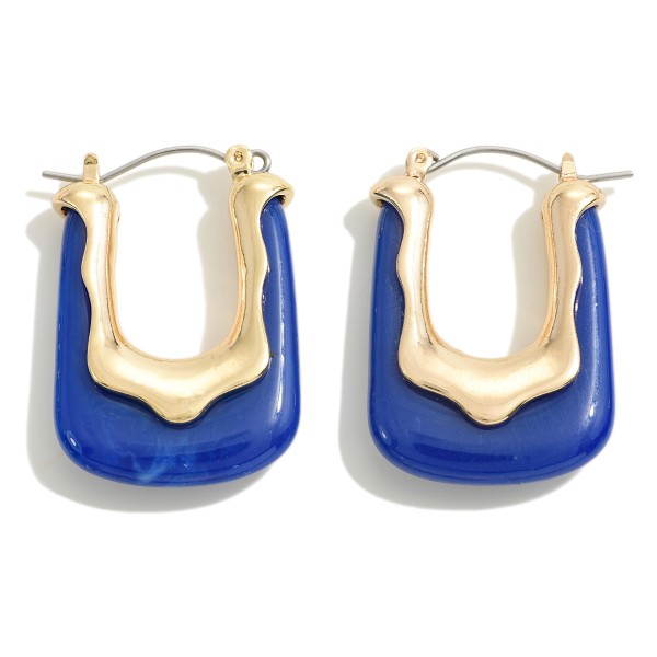 Marbled Poly Resin Drop Hoop Earring

- Approximately 1.25" L