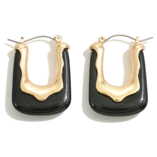 Marbled Poly Resin Drop Hoop Earring

- Approximately 1.25" L