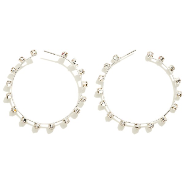 Wholesale basic Metal Wire Hoop Earrings Rhinestone Details D