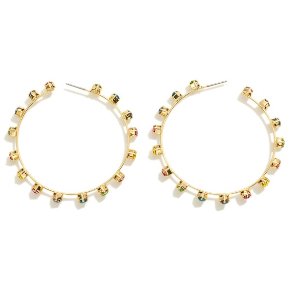 Wholesale basic Metal Wire Hoop Earrings Rhinestone Details D