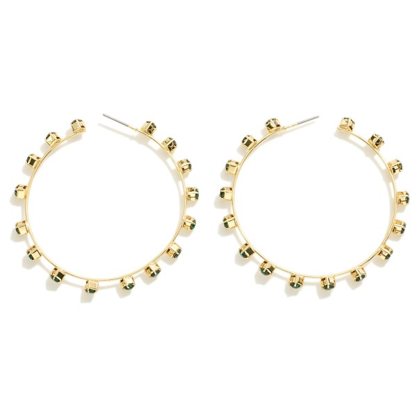 Basic Metal Wire Hoop Earrings With Rhinestone Details

- Approximately 2" D