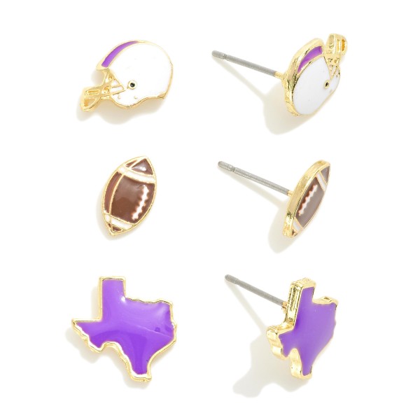 Wholesale set Three Enamel Football Stud Earring Set L