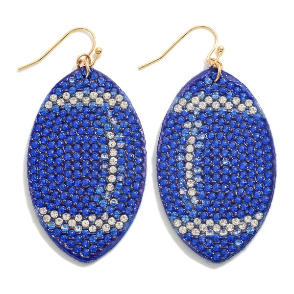 Rhinestone Studded Football Drop Earrings

- Approximately 2.5" L