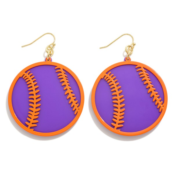 Wholesale stamped Layered Metal Baseball Drop Earrings L