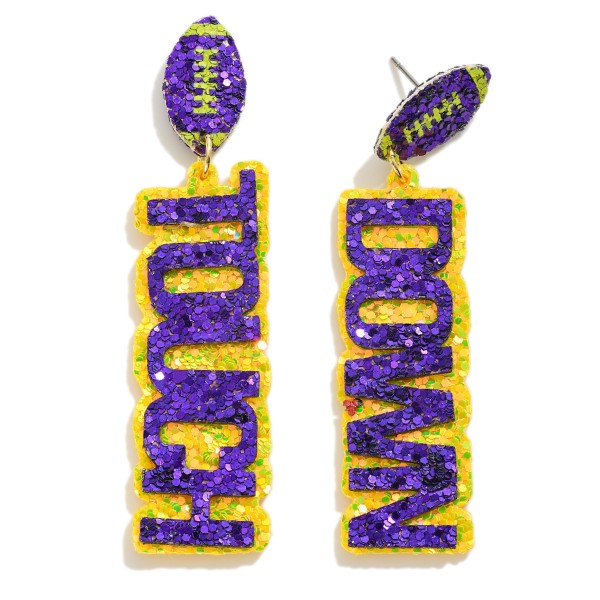 Wholesale touch Down Glitter Football Drop Earrings L
