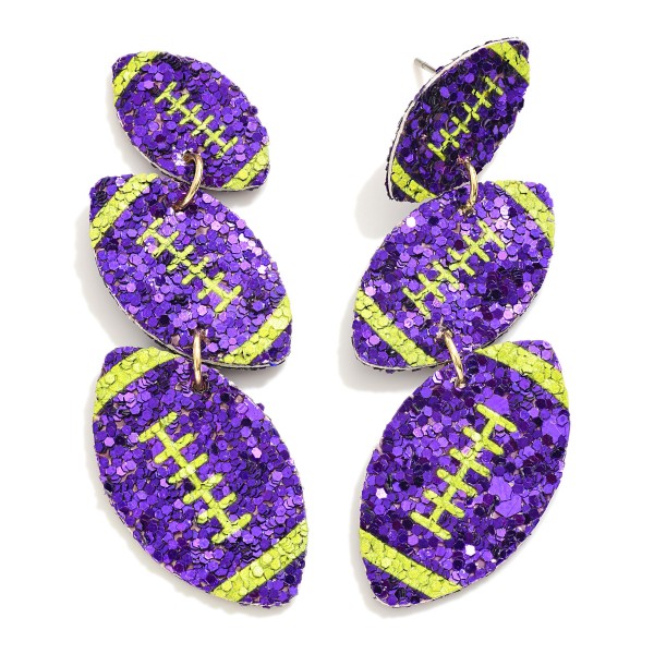 Glitter Waterfall Football Drop Earrings

- Approximately 2.25" L