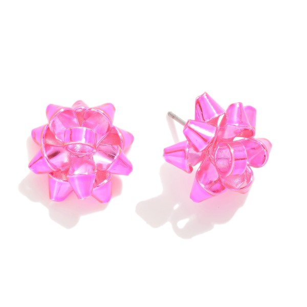 Metal Bow Stud Earrings 

- Approximately 0.75" L