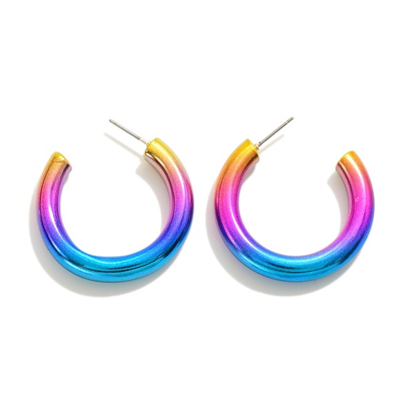 Wholesale simple Metallic Drop Hoop Earrings L