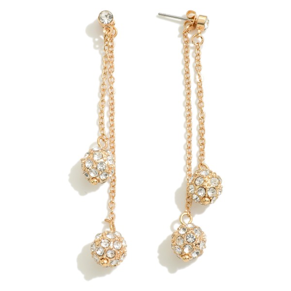 Chain Link Drop Earring Featuring Rhinestone Studded Beads

- Approximately 3" L
- Hypoallergenic Titanium Post 
