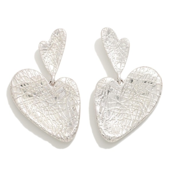 Wholesale indented Textured Heart Drop Earrings L