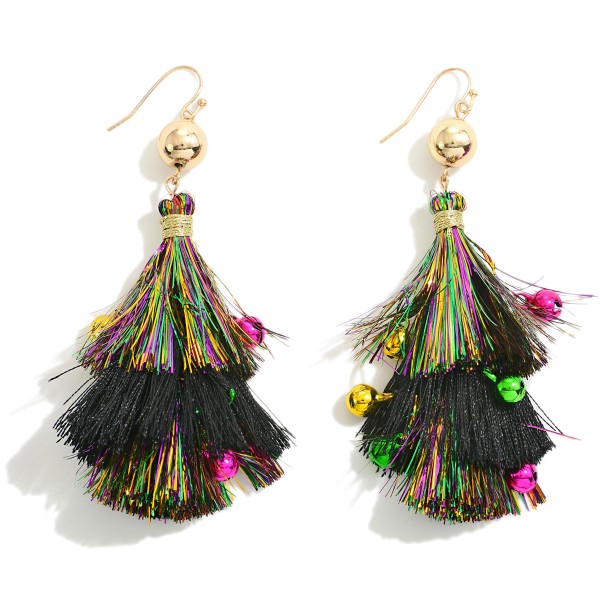 Wholesale tinsel Tassel Earring Beaded Accents L Hypoallergenic Brass Hook