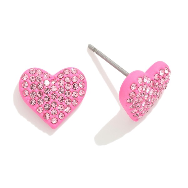 Rhinestone Studded Metal Heart Earrings

- Approximately 0.5" L
