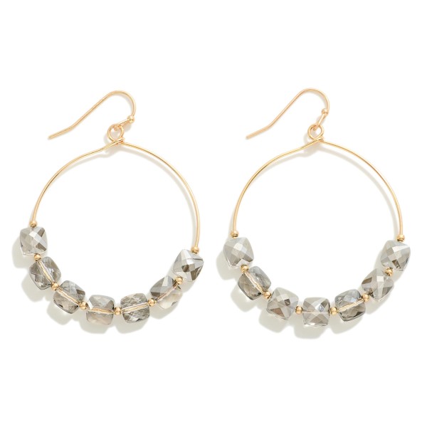 Dainty Circular Drop Earring Featuring Faceted Abalone Accent Beads

- Approximately 2" L