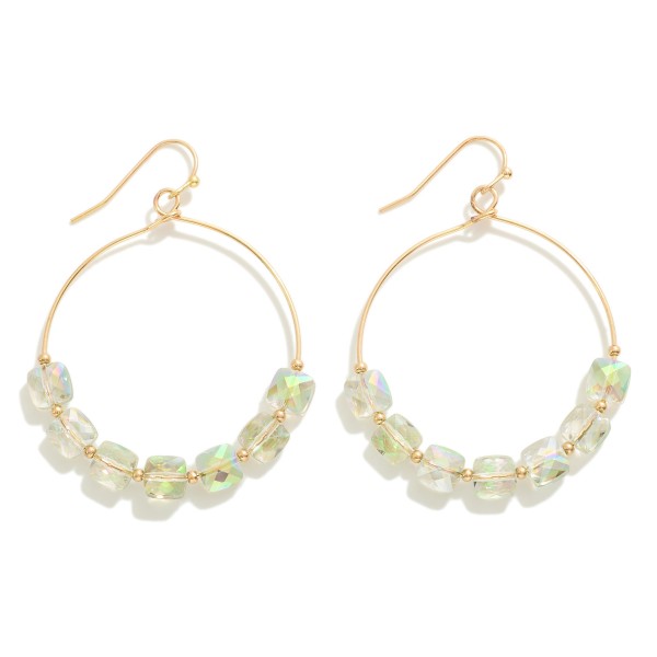 Dainty Circular Drop Earring Featuring Faceted Abalone Accent Beads

- Approximately 2" L