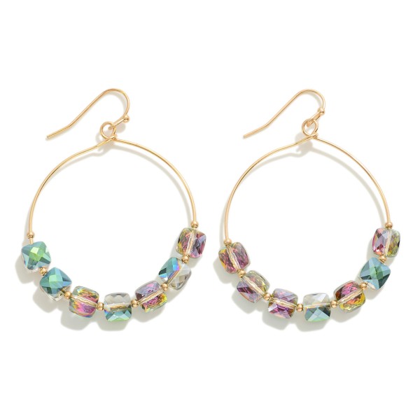 Wholesale dainty Circular Drop Earring Faceted Abalone Accent Beads L