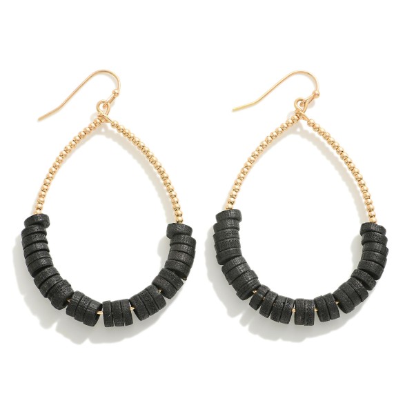 Wholesale beaded Teardrop Earrings Wooden Disc Beads L