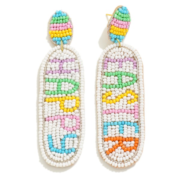 Seed Beaded 'Happy Easter' Drop Earring

- Approximately 3.5" L